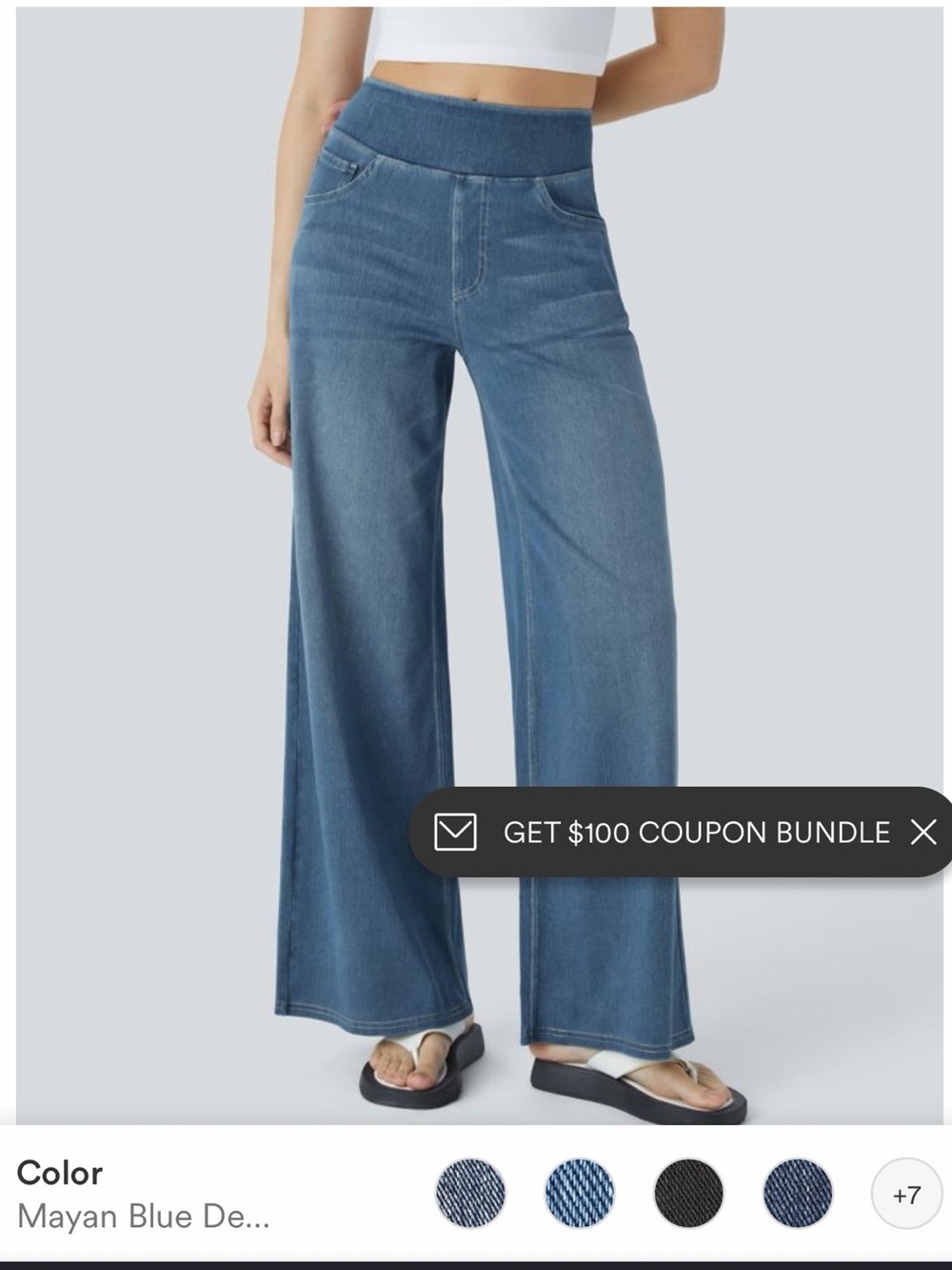 Halara Flex Denim Wide Leg Pull on Jeans